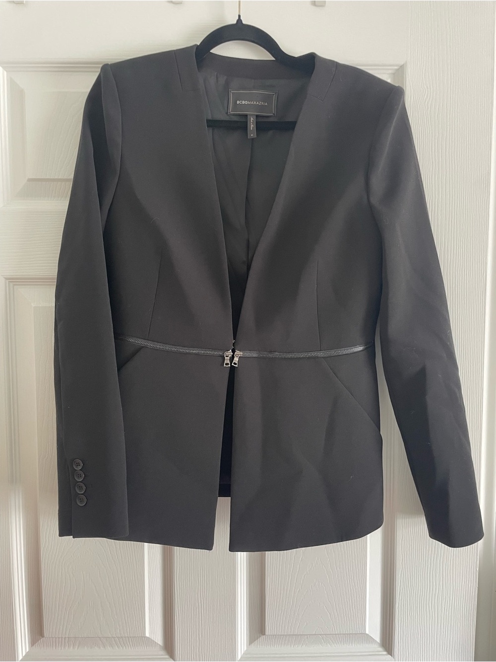 BCBGMaxAzria Black Zip-Front Tailored Blazer